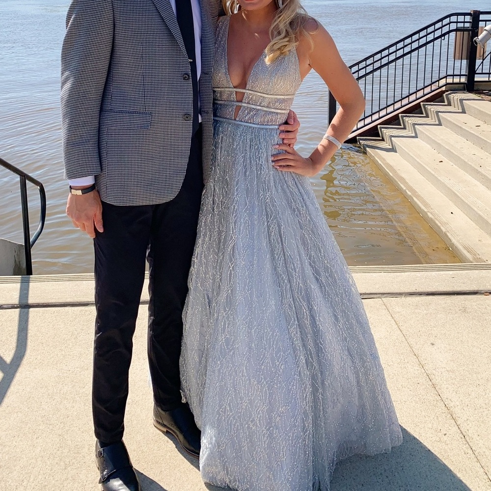 PROM DRESS - Sparkly Silver - Camille La Vie